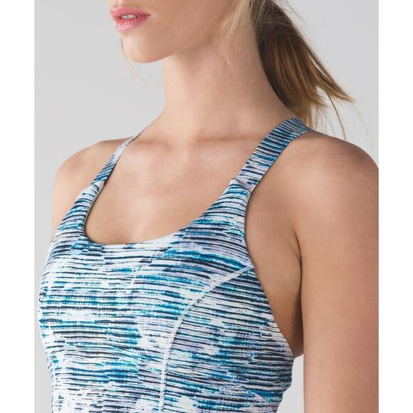 Lululemon 6 Sports Bra Pure Practice Blurry Belle Sea Mist Luxtreme Med Support - Picture 1 of 13